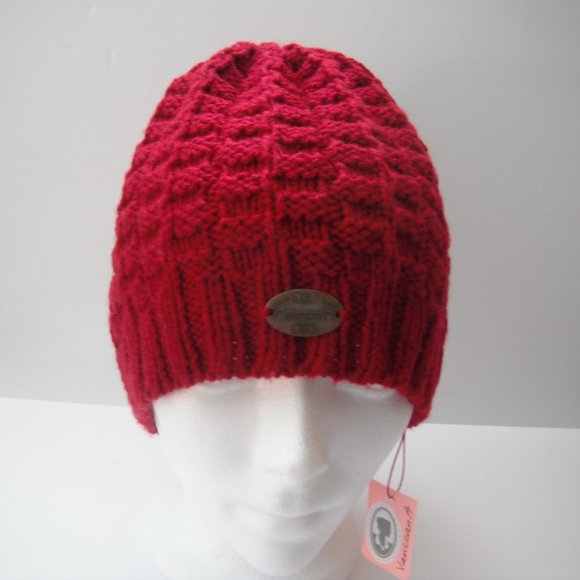Hand Knitted Hat Toque Adult Size -L Acrylic Burgundy Color-021 Hand knit by me - Picture 1 of 7